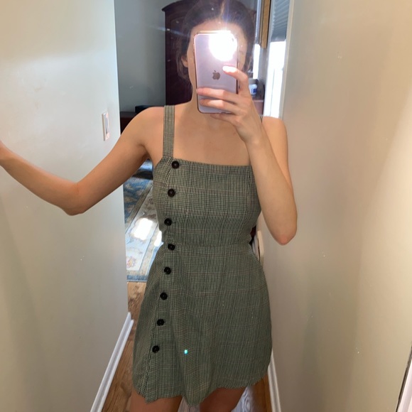 Green and black and white plaid summer dress - Picture 2 of 8